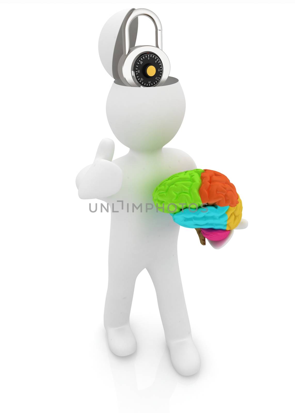 3d people - man with half head, brain and trumb up. The concept  by Guru3D