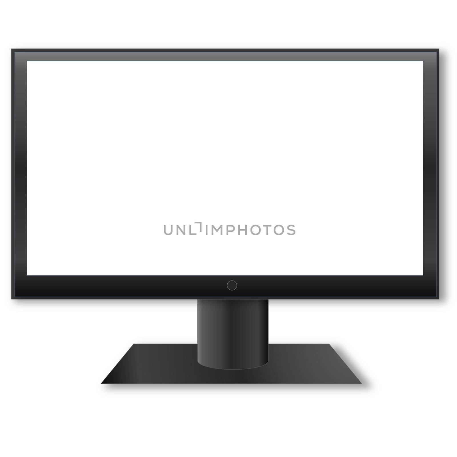 Black metallic computer screen in white background
