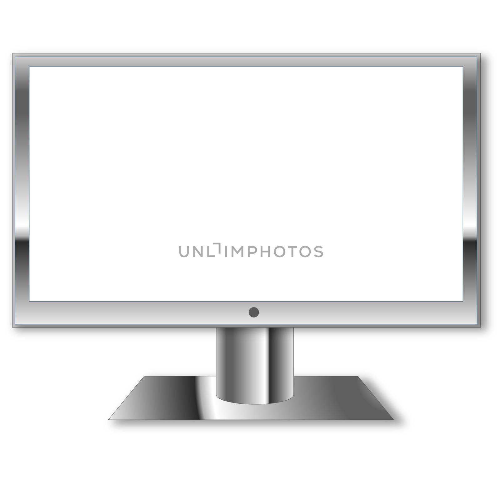 Grey metallic computer screen in white background