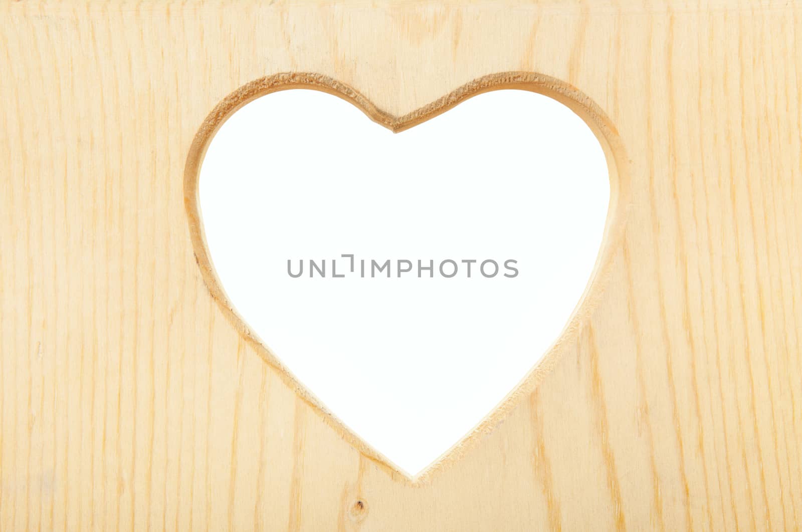 A light pine wooden heart shaped frame with clipping path.  Can also be used as a texture.