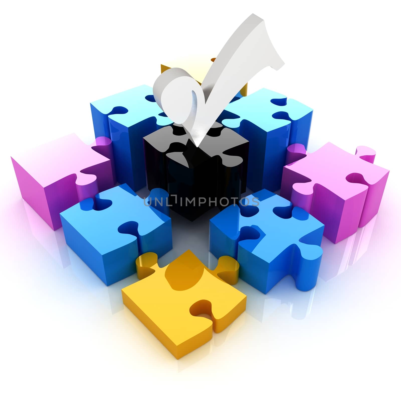 Puzzle of the four elements. Conceptual image - a palette CMYK by Guru3D