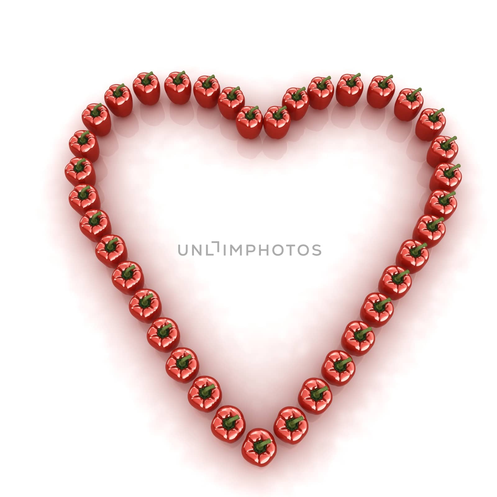 Bulgarian Pepper Heart Shape, On White Background by Guru3D