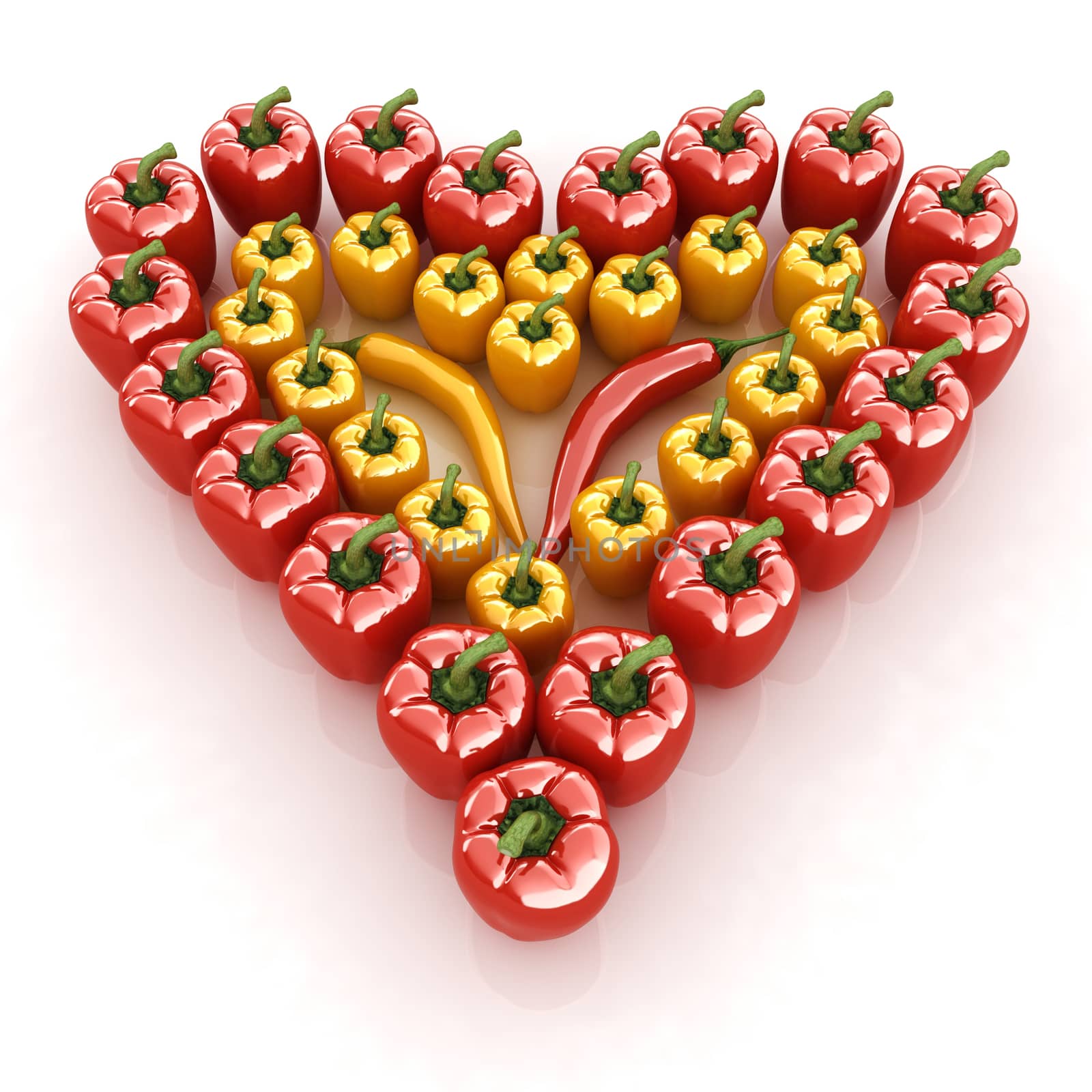 Bulgarian Pepper Heart Shape, On White Background by Guru3D