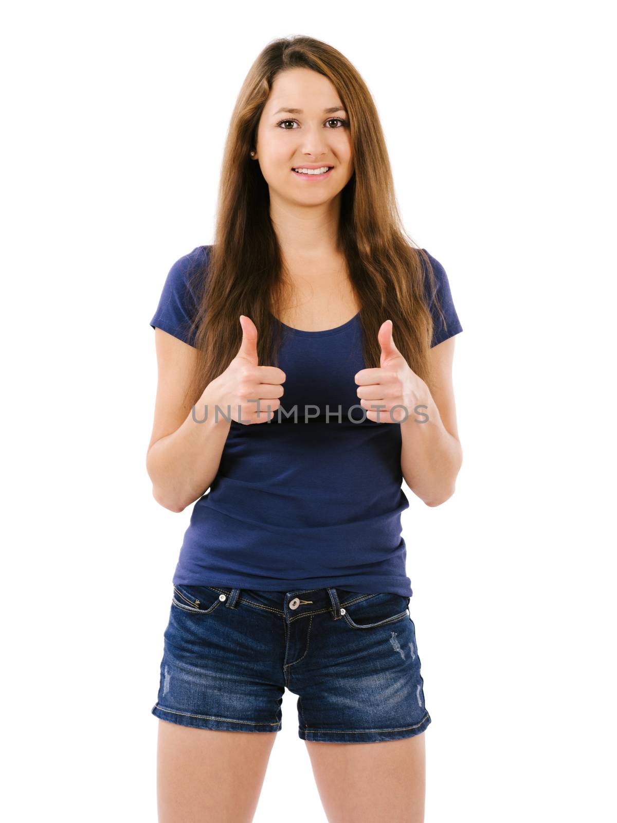 Beautiful woman with two thumbs up by sumners