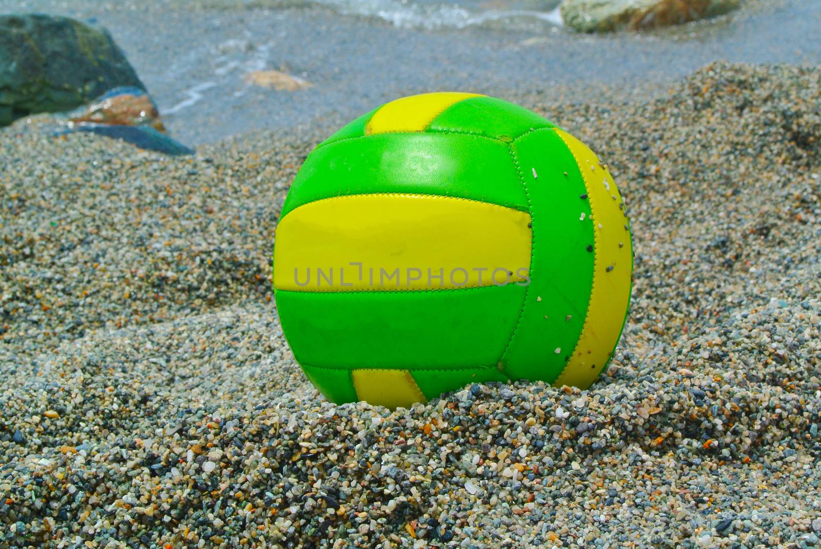 Beach volley ball on the beach, near the sea