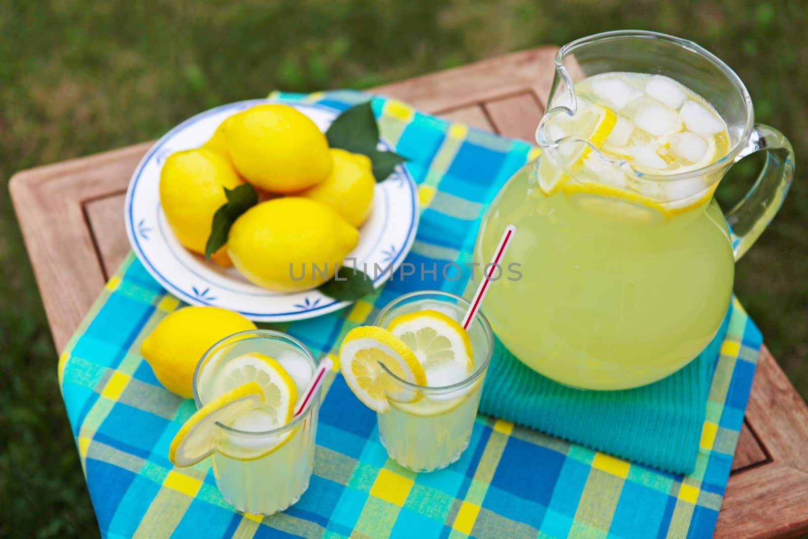 Freshly squeezed lemonade on a hot summer day.