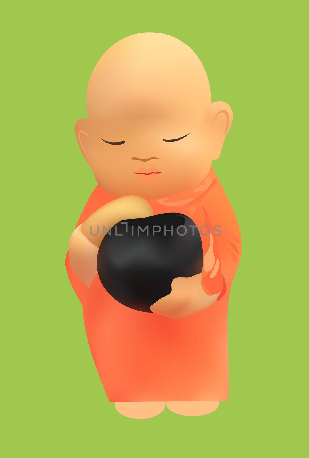 Vector illustration of cartoon Thai monk 