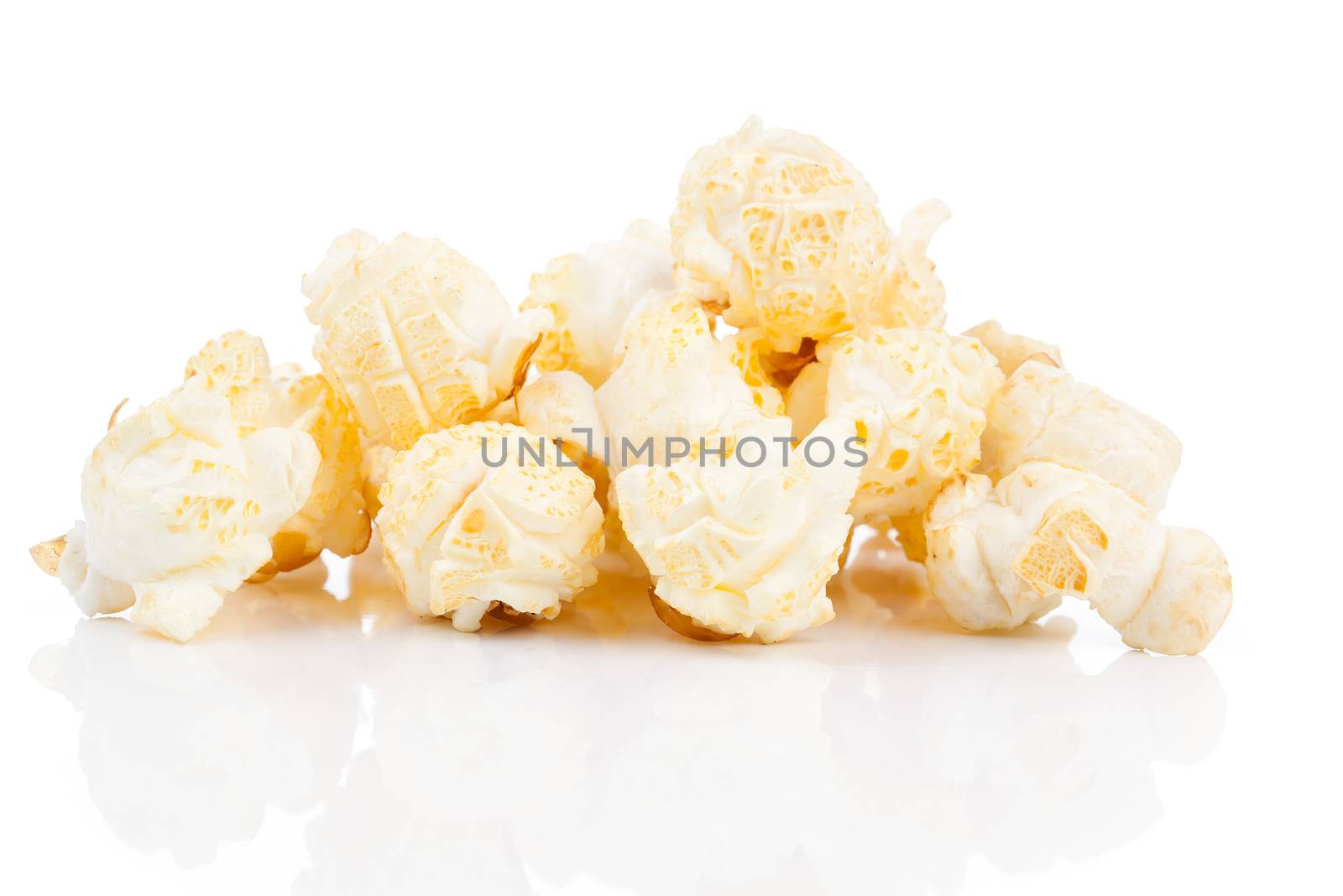 Popcorn isolated on the white background