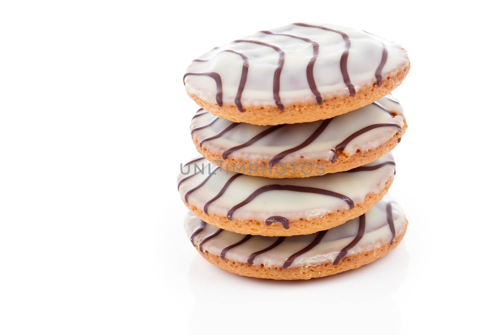 biscuit cookies with cream. Close up. isolated over white background