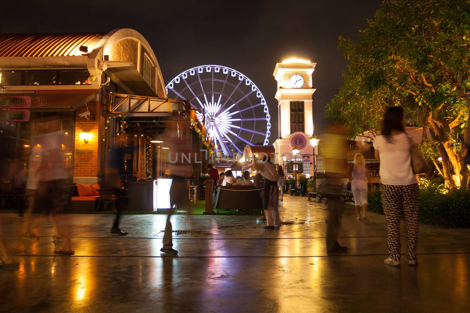 Ferris wheel at night in Bangkok, Thailand