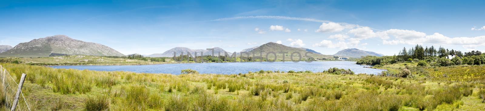 A panoramic image of the Lough Corrib in Ireland