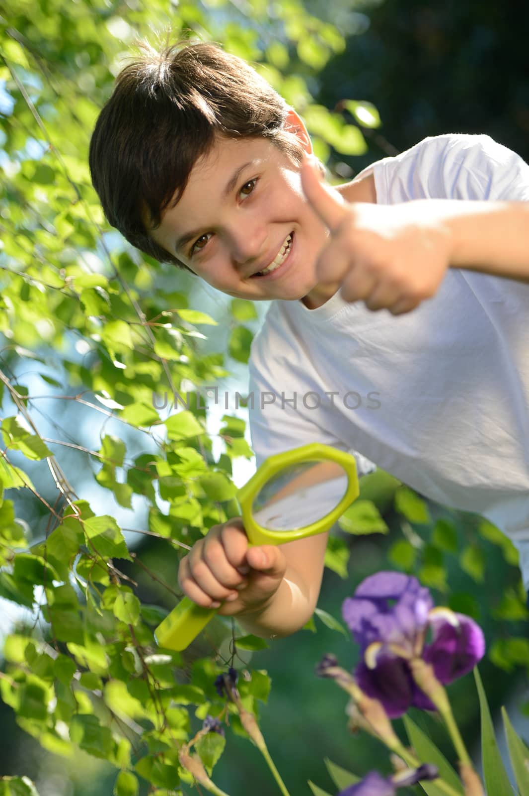 Young boy happy -Exploring Nature