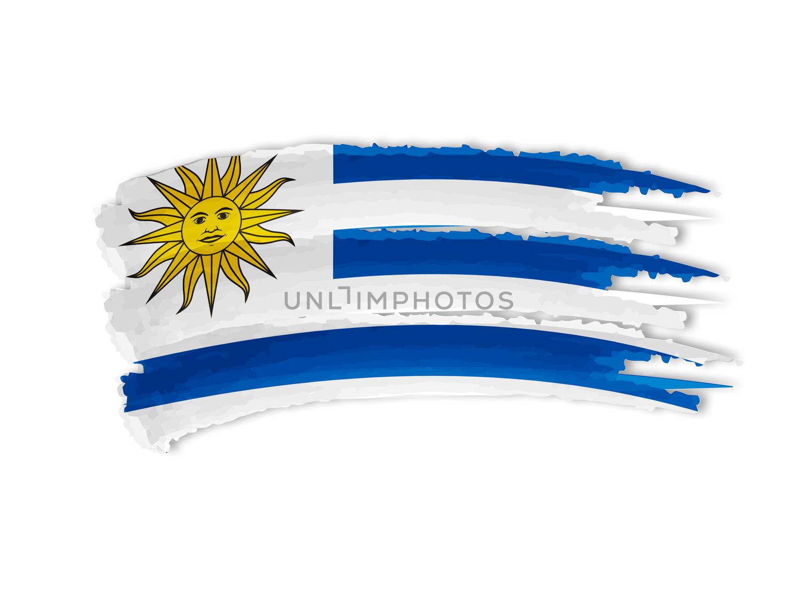 Uruguayan flag - isolated hand drawn illustration banner