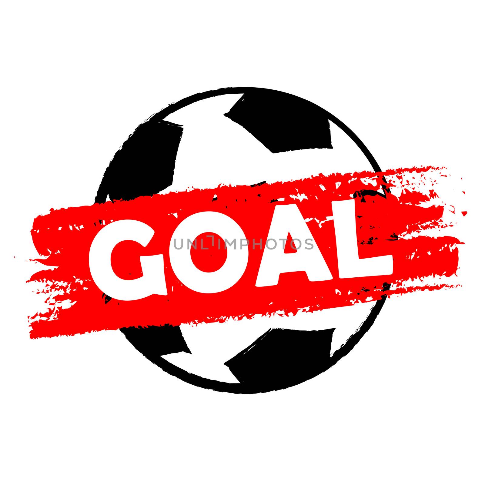 goal over soccer ball - drawn banner, football sport concept