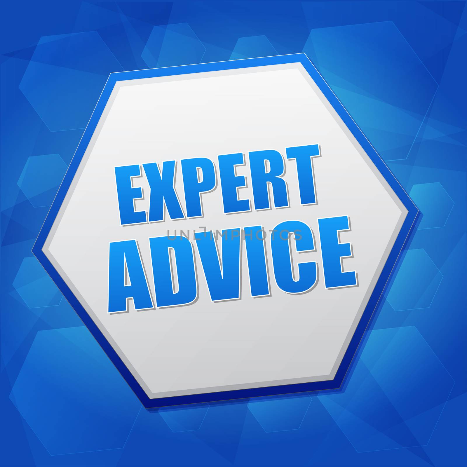 expert advice in hexagon, flat design by marinini