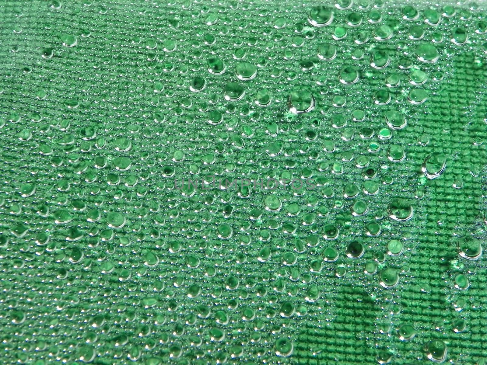 Water drops green background