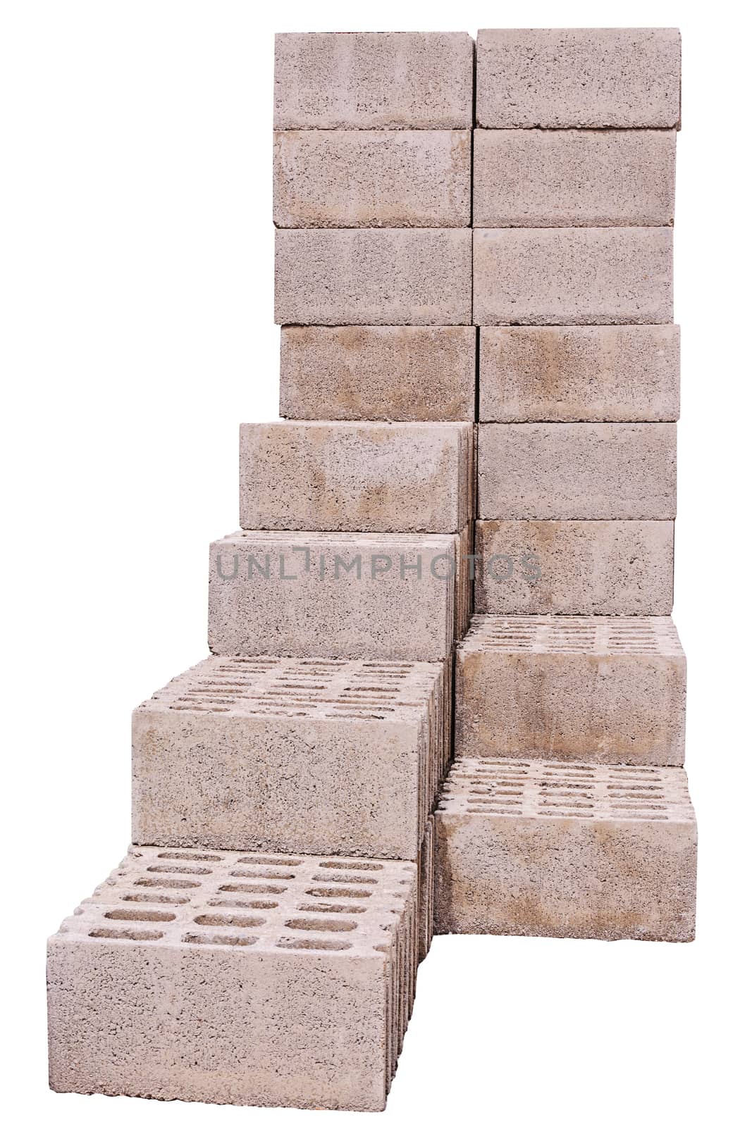 Concrete block construction material isolated on white