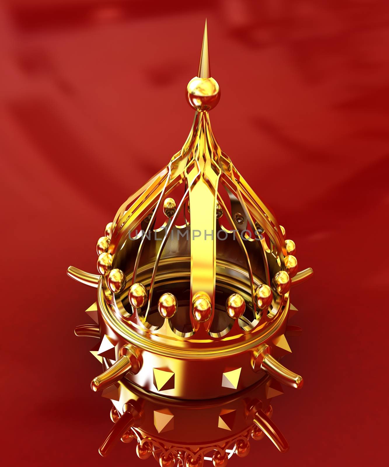 Gold crown isolated on red background  by Guru3D