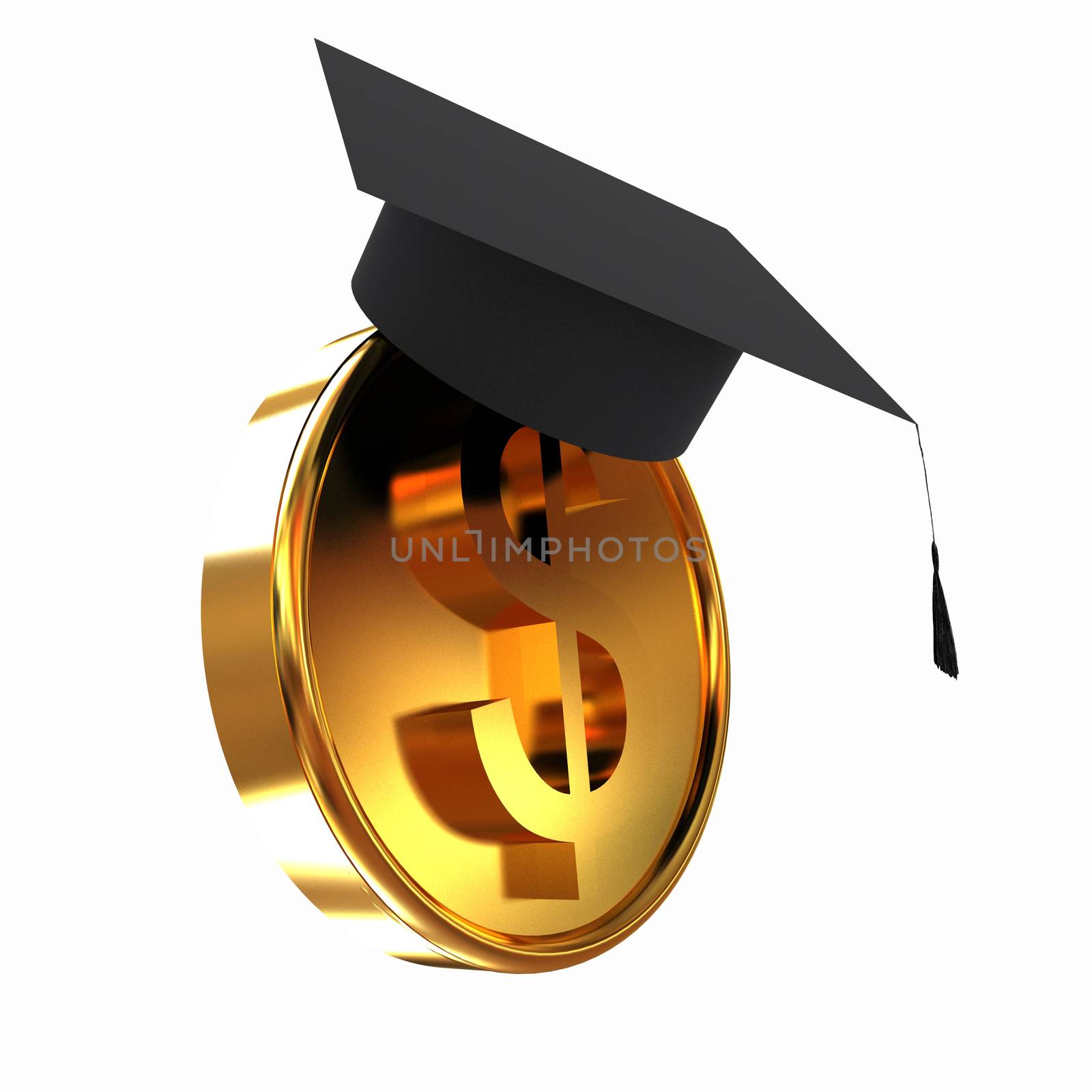 Graduation hat on gold dollar coin by Guru3D