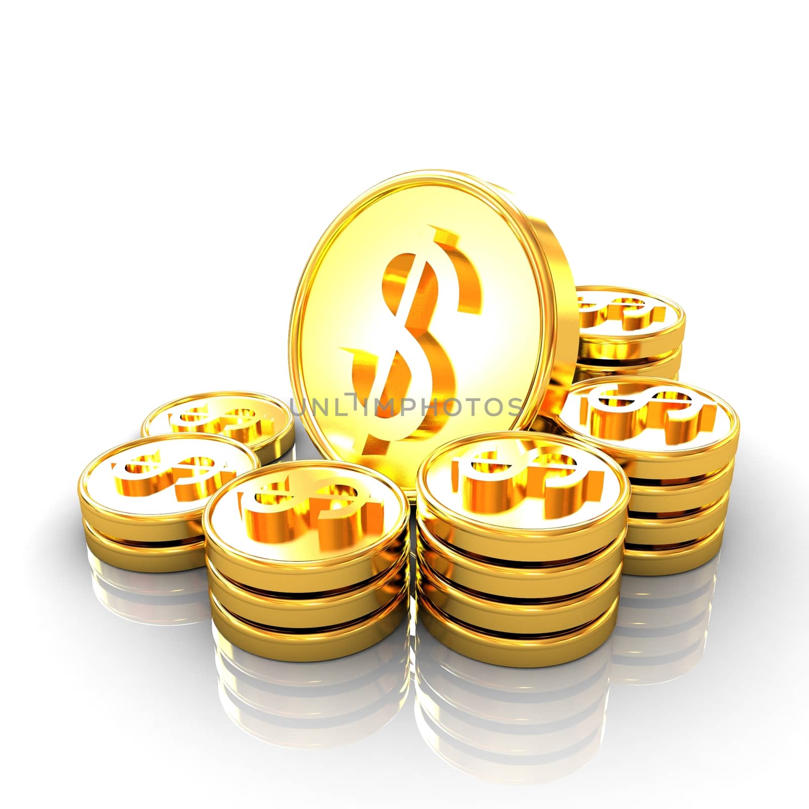 gold coin ctack on a white background  by Guru3D