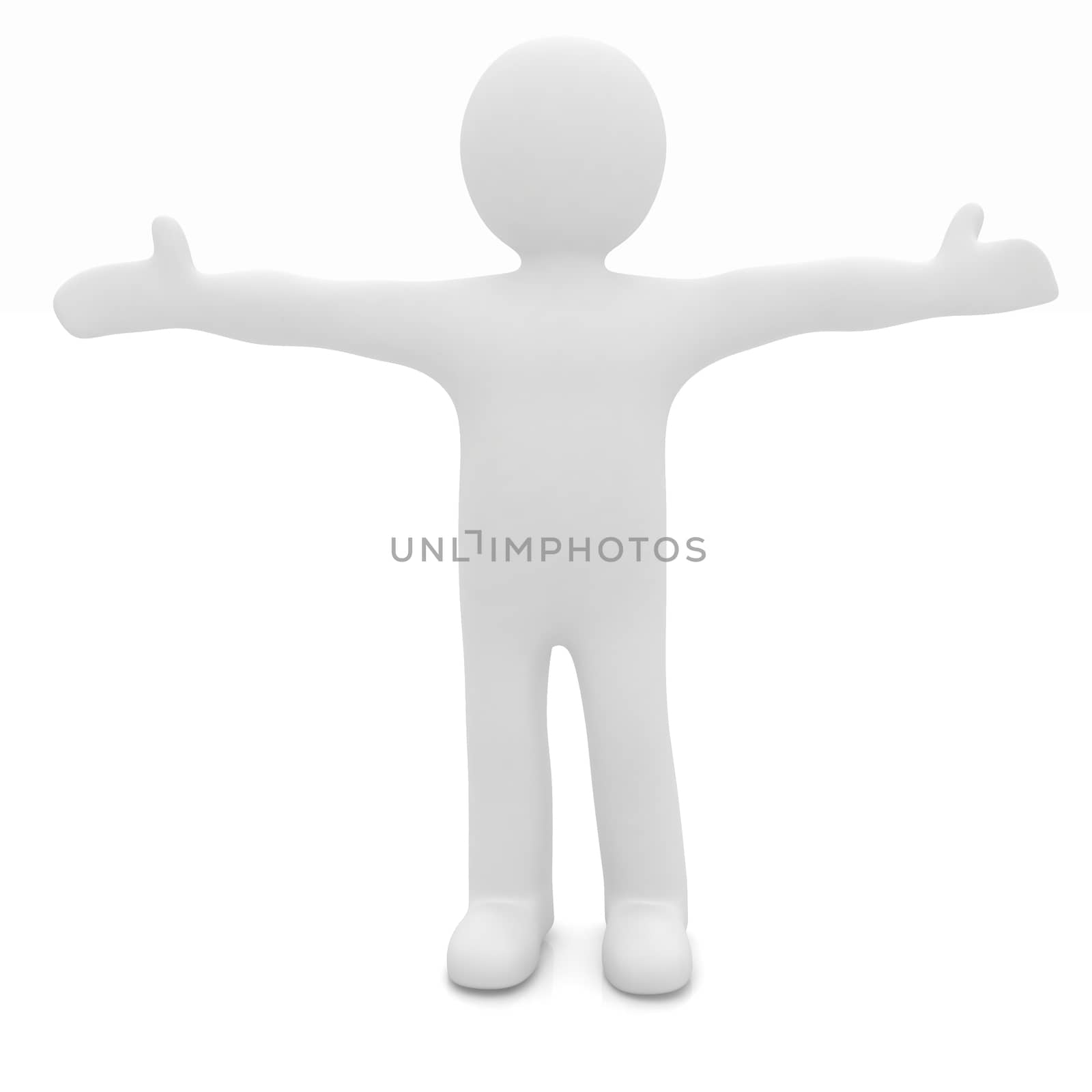 3D man happy man with wide open hands  by Guru3D