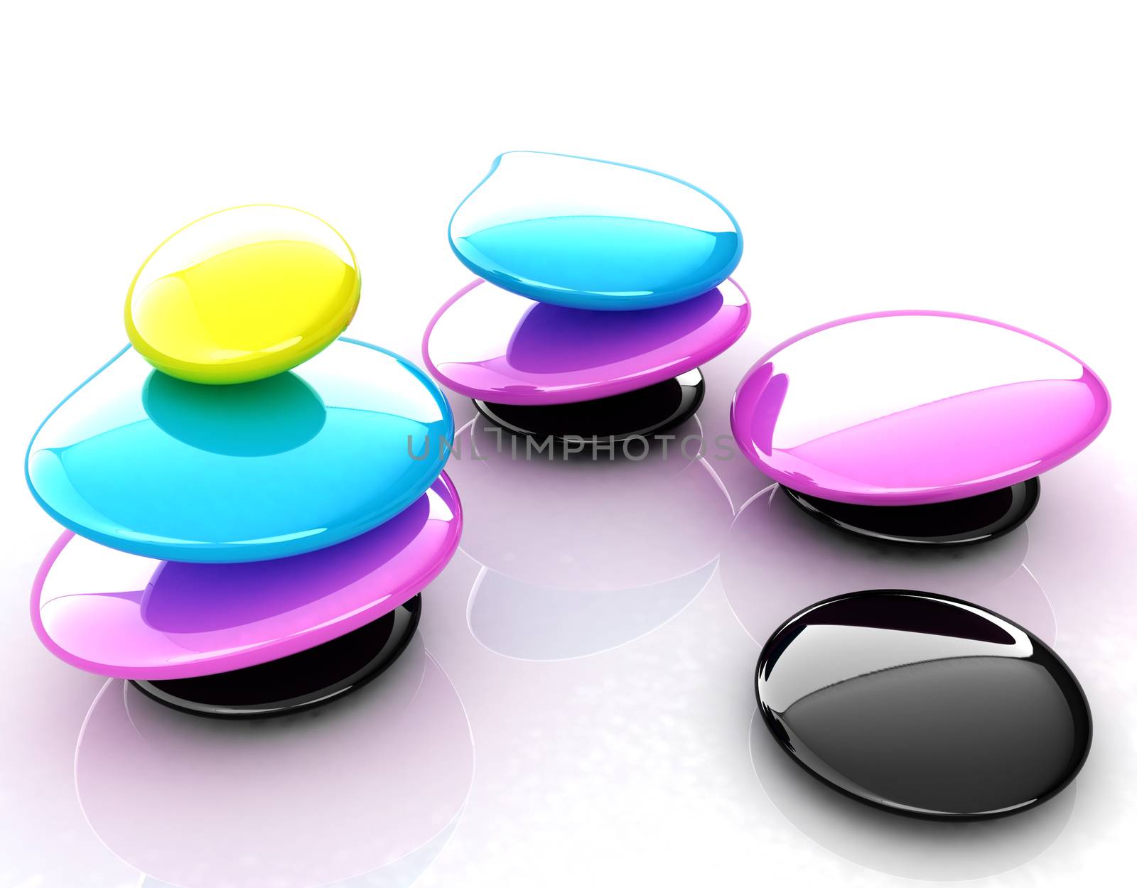 Colorfull spa stones. 3d icon