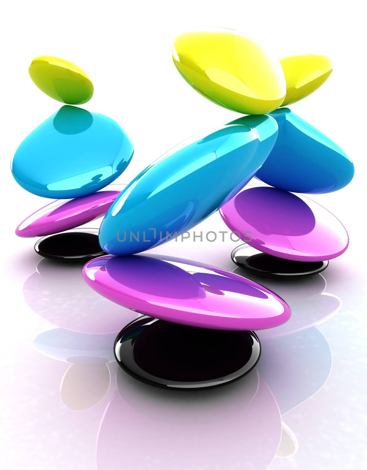 Colorfull spa stones. 3d icon