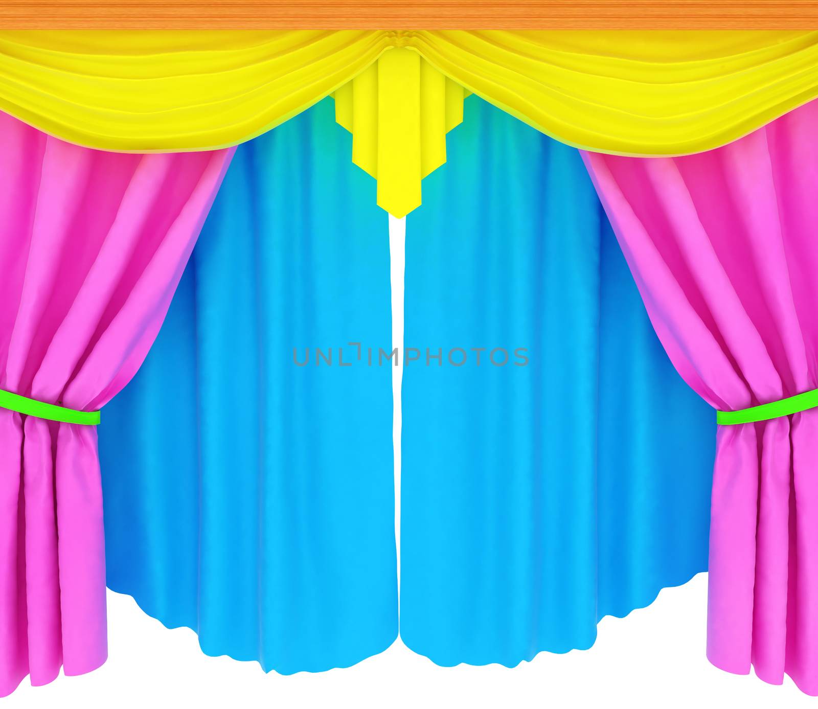 Colorfull curtains isolated on a white background 