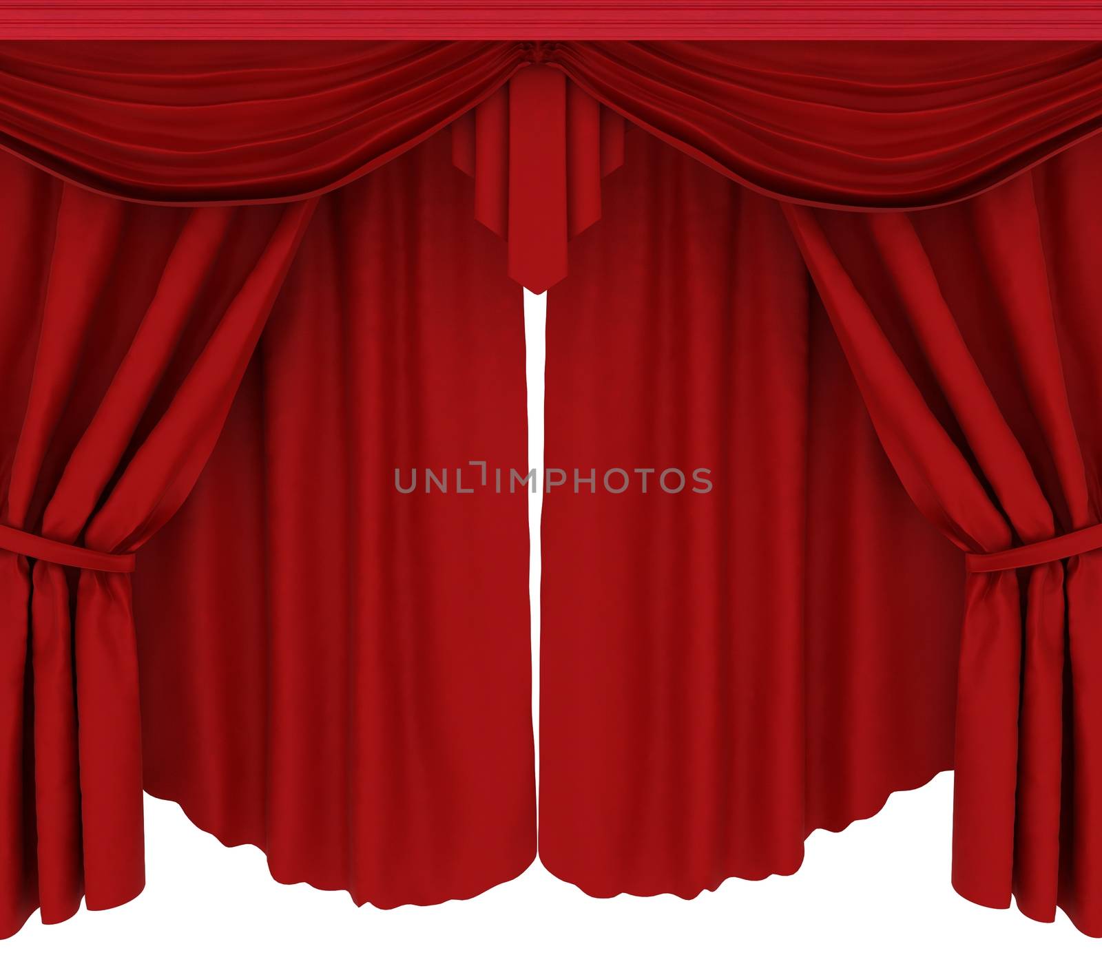 Red curtains isolated on a white background 
