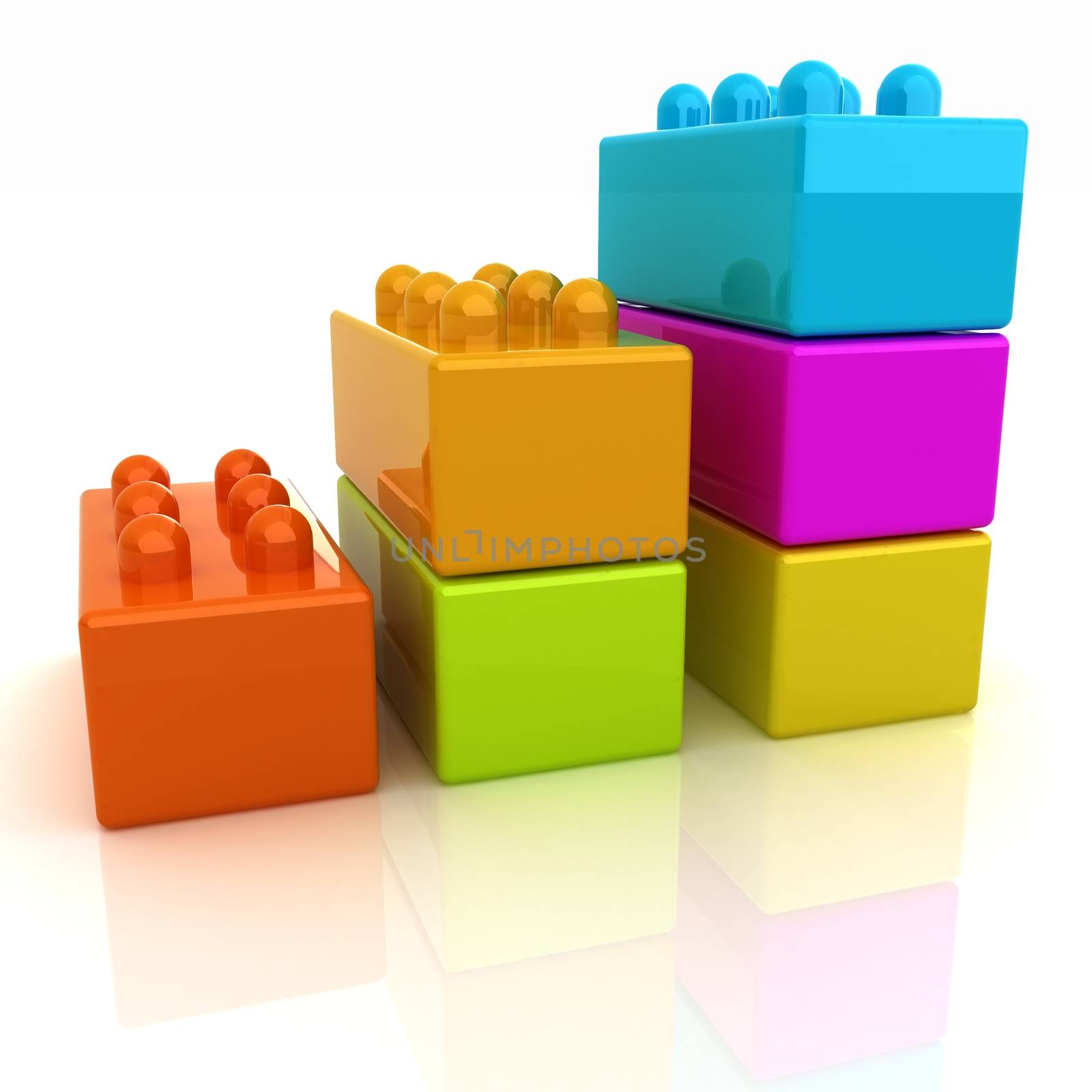 Building blocks efficiency concept on white 