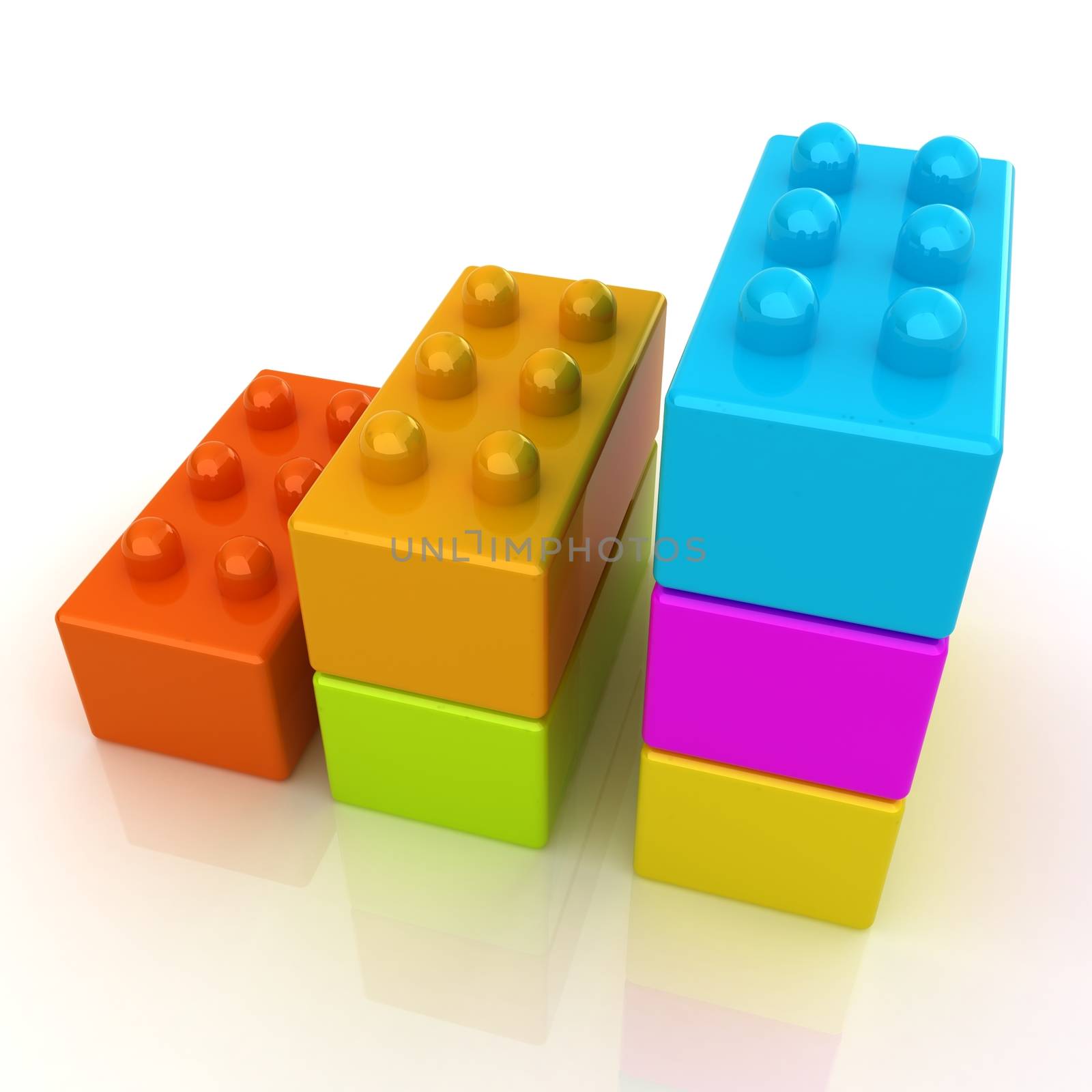 Building blocks efficiency concept on white  by Guru3D