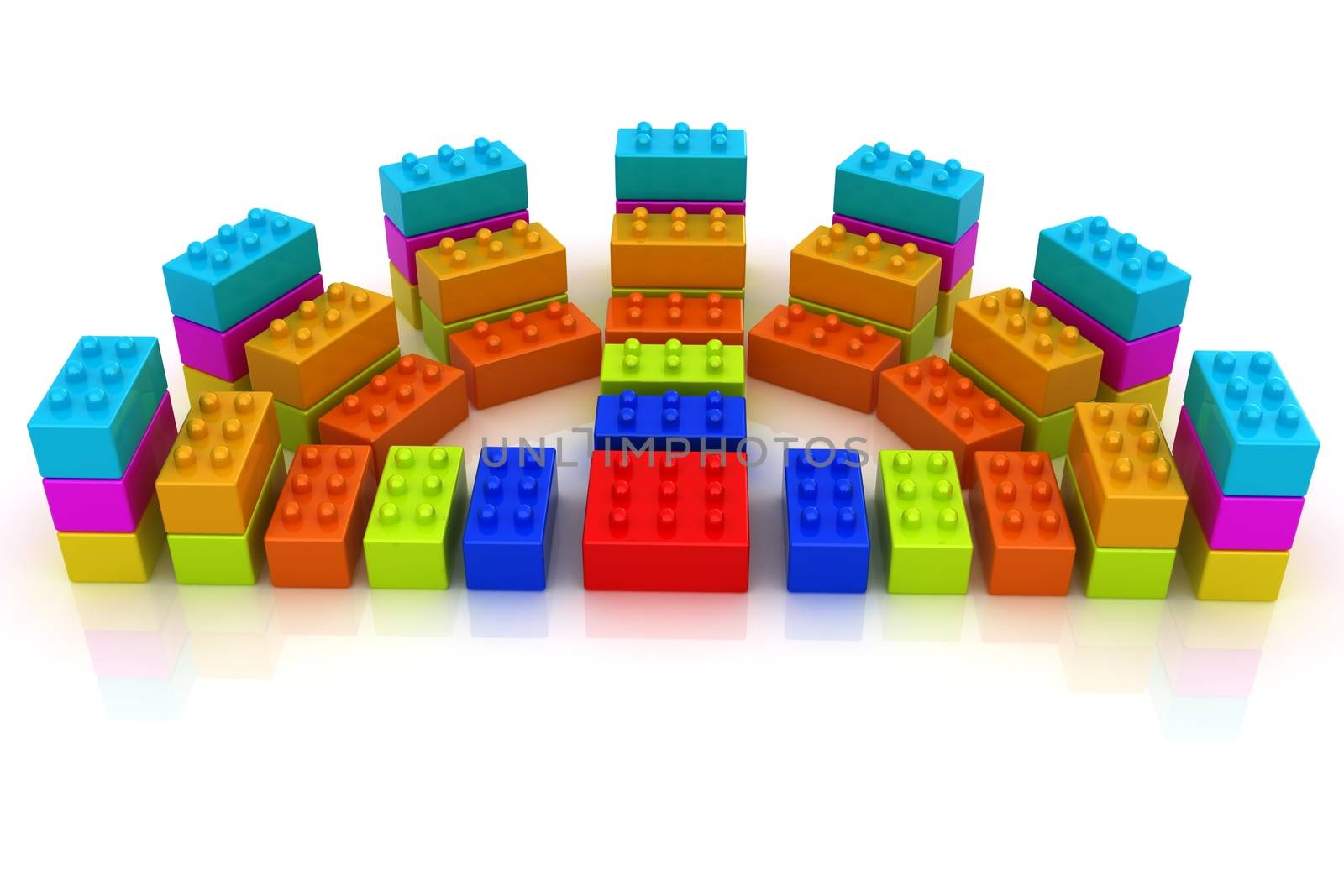 Building blocks efficiency concept on white 