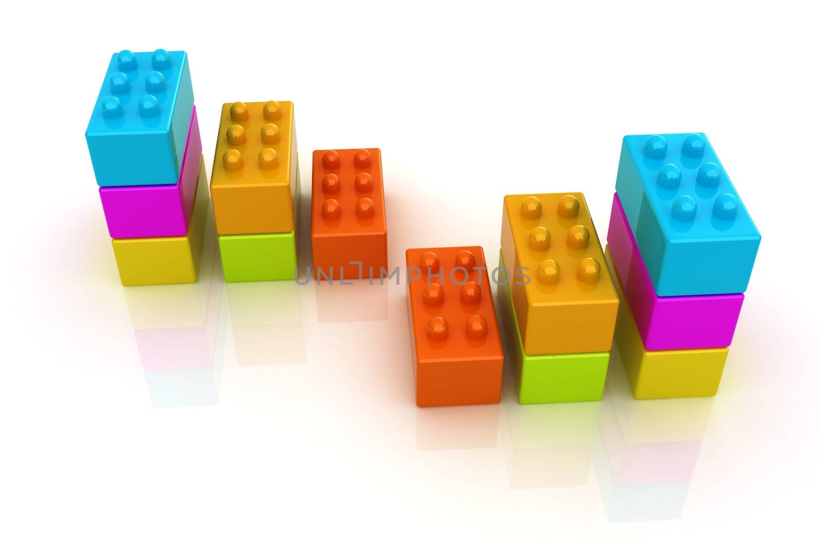 Building blocks efficiency concept on white  by Guru3D