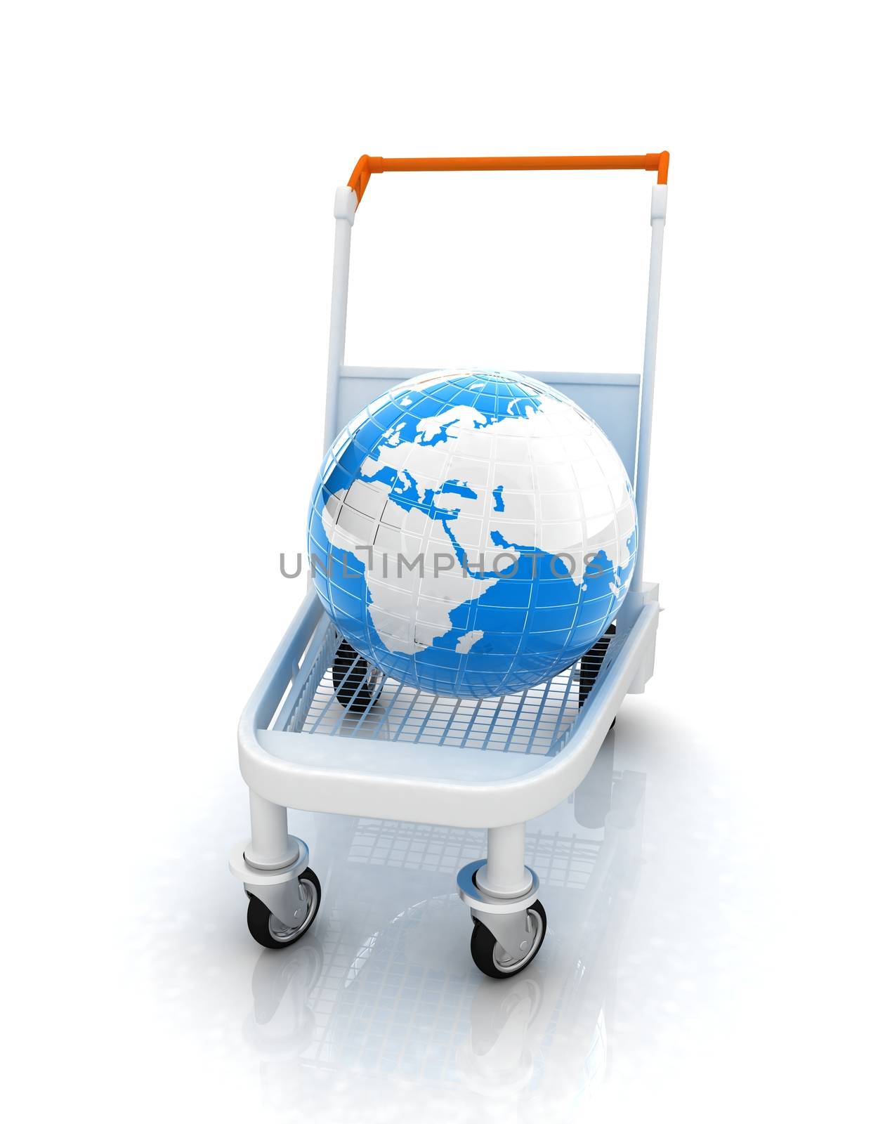 Trolley for luggage at the airport and earth. International tourism concept