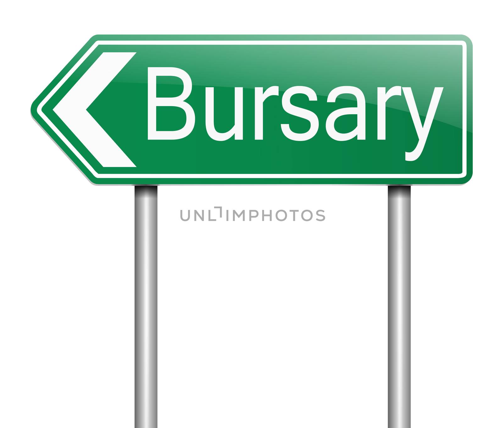 Illustration depicting a road sign with a bursary concept.
