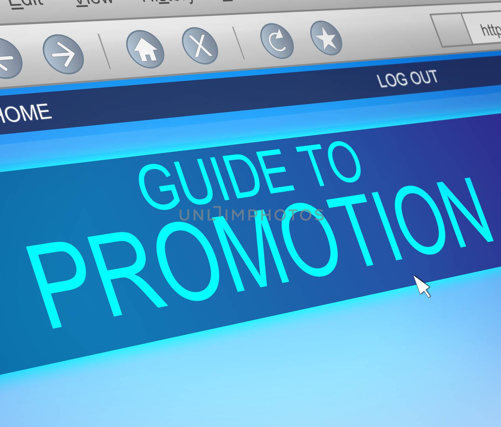 Illustration depicting a computer screen capture with a promotion concept.
