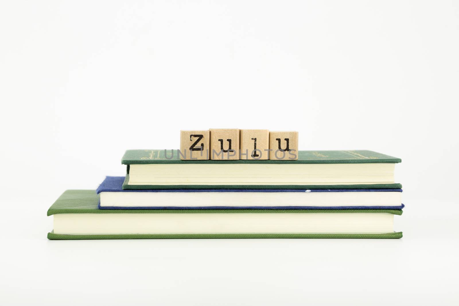 zulu language word on wood stamps and books by vinnstock