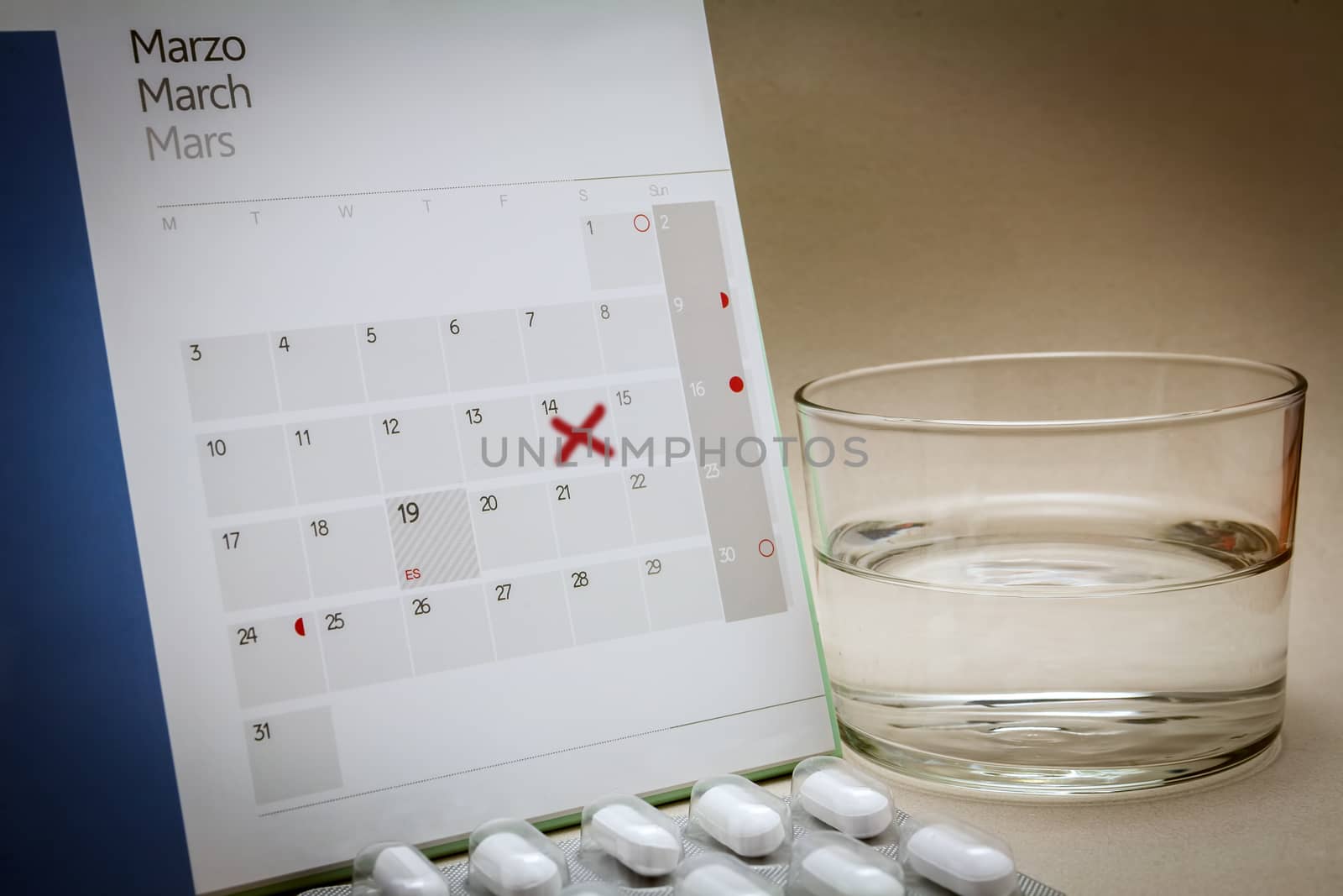 control pills on a calendar 