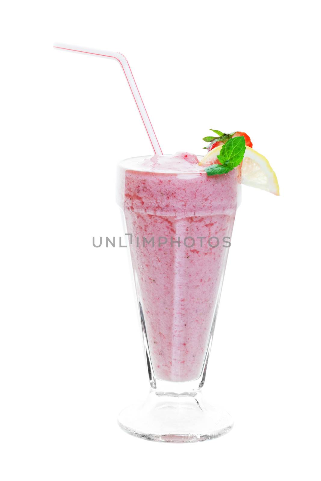 A strawberry smoothie shake studio isolated on a white background.

