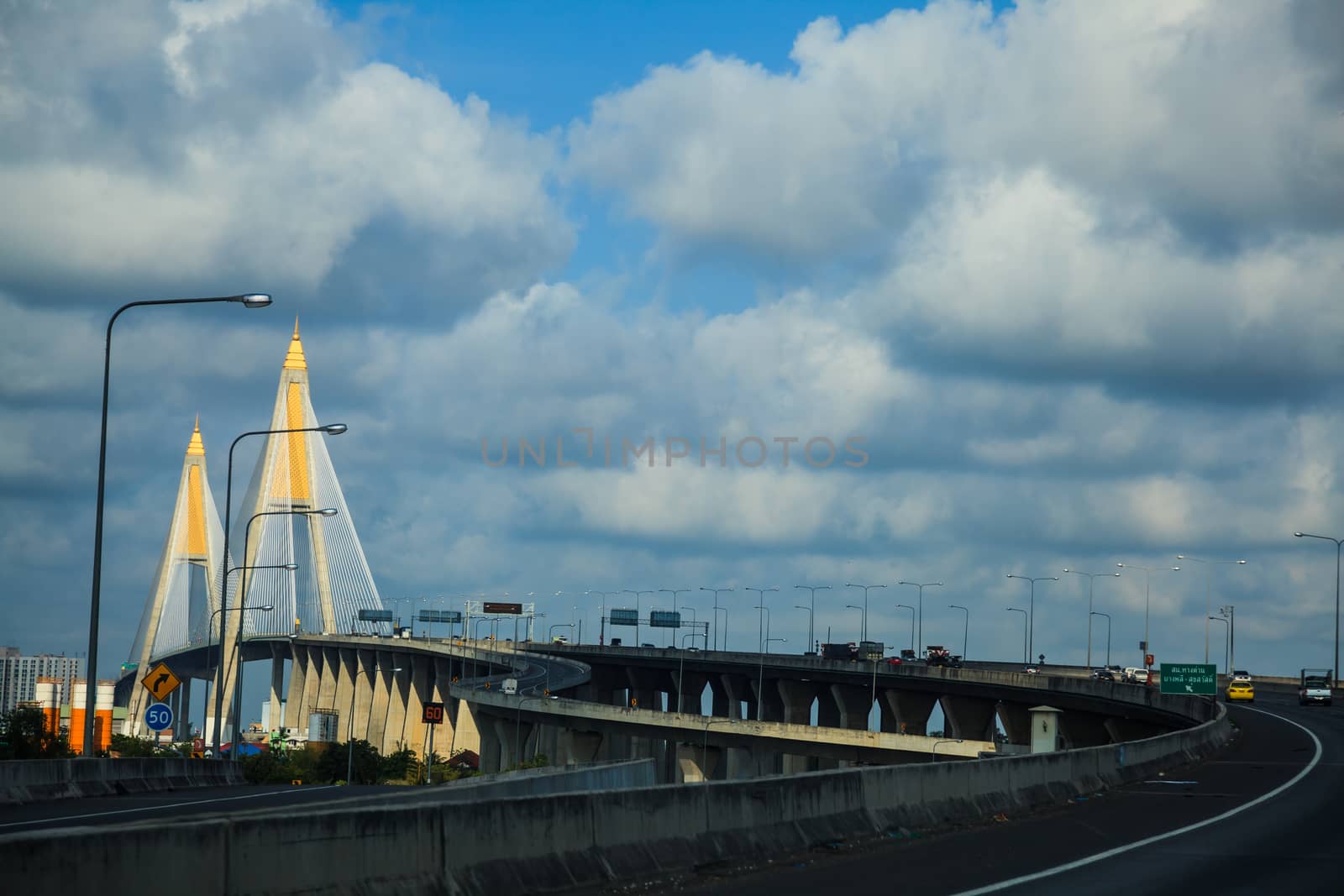 Kanchanaphisek bridge is a cable-stayed bridge crossing the chao phraya river.