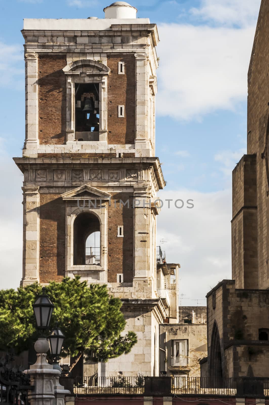 Tower bell of St. Chiara church in Naples, Italy