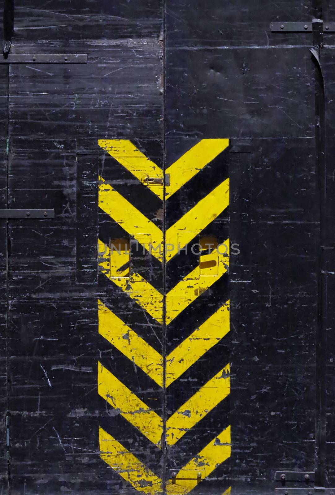 grunge door - yellow and black stripes by Mibuch