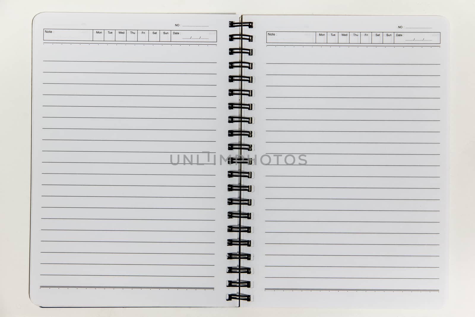 Blank white notebook paper isolate on white background texture