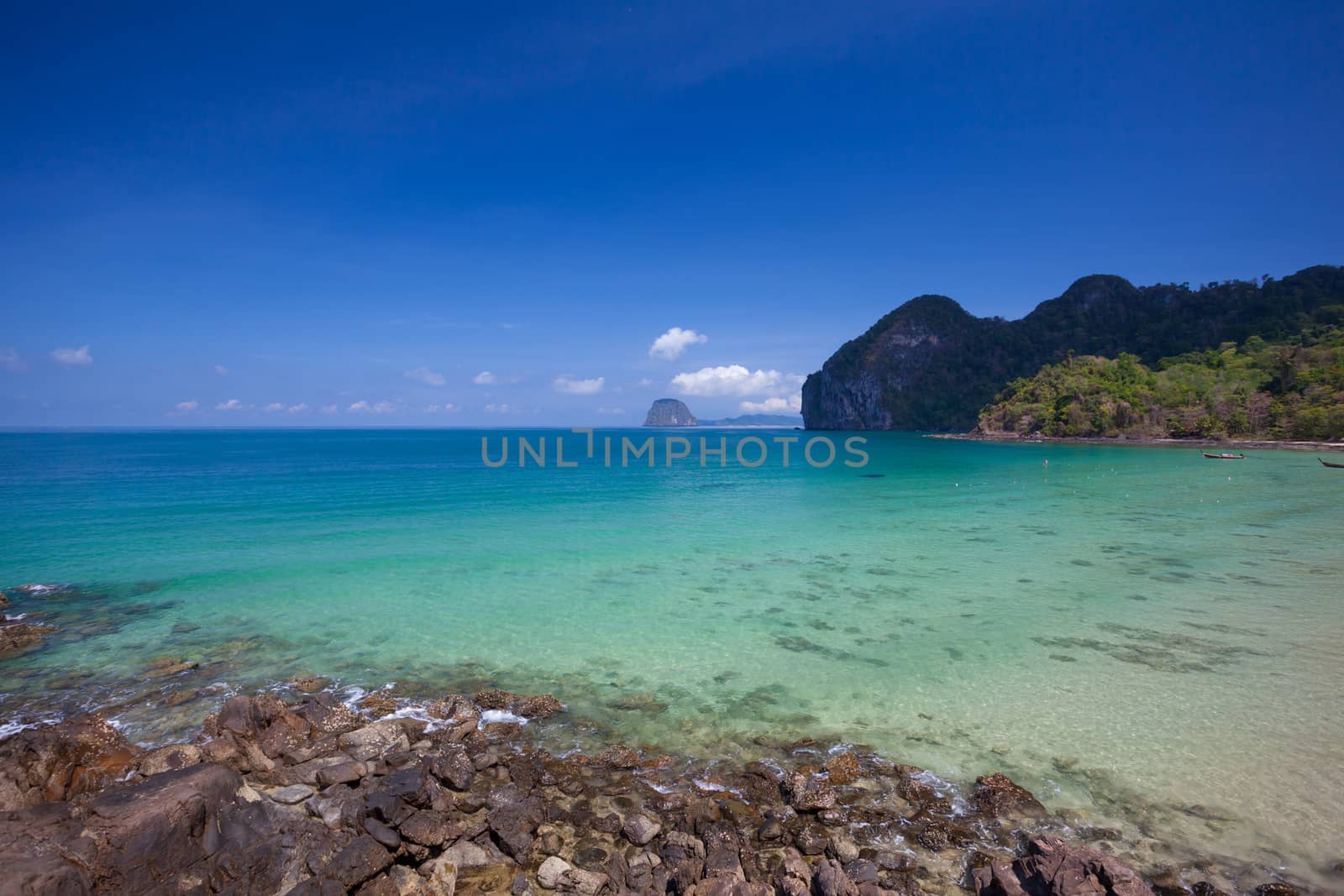 Mountain and the clear sea Trang south of Thailand