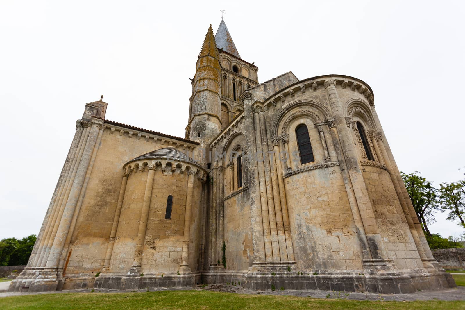 Chevet of Aulnay de Saintonge church in Charente Maritime region of France