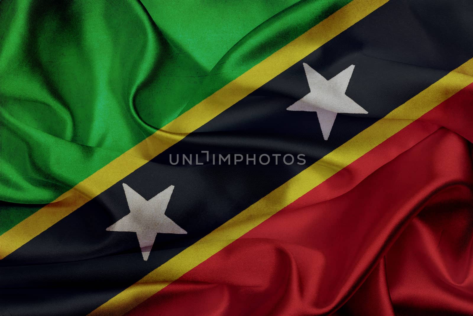 Saint Kitts and Nevis grunge waving flag