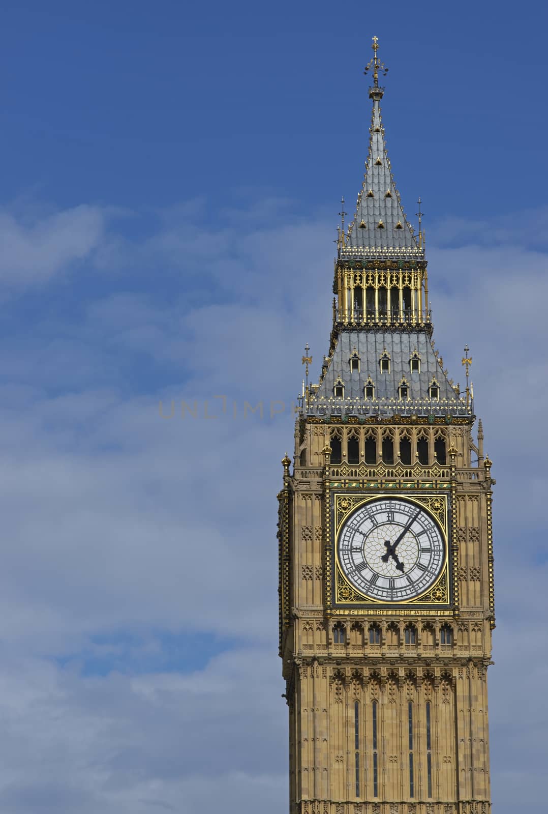 Elizabeth Tower of the Houses of Parliament in London, England. Previously called the Clock Tower, it houses the bell named Big Ben.