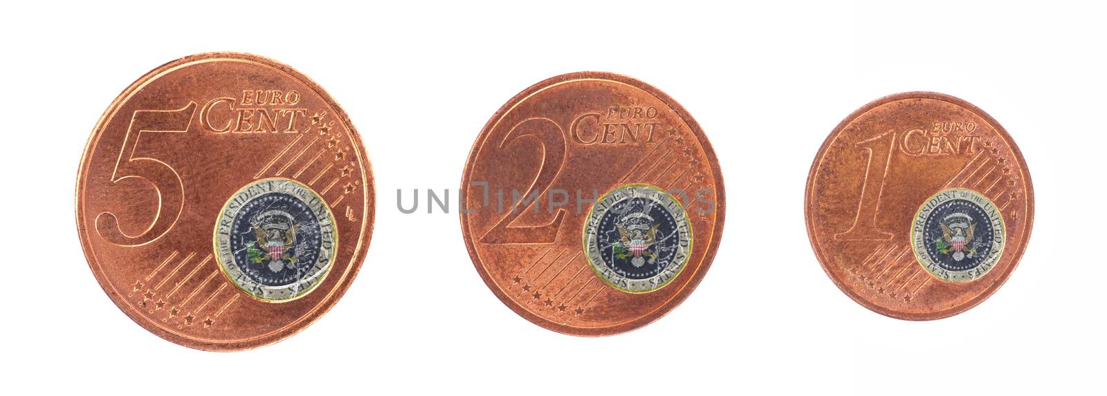 European union concept - 1, 2 and 5 eurocent by michaklootwijk