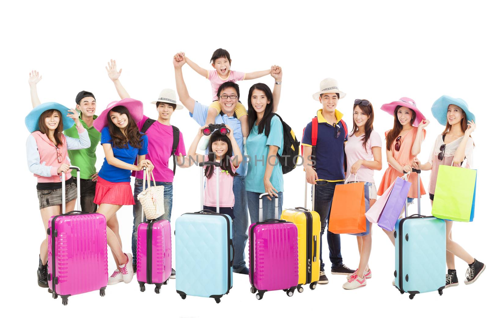 Group of happy people are ready to travel together by tomwang