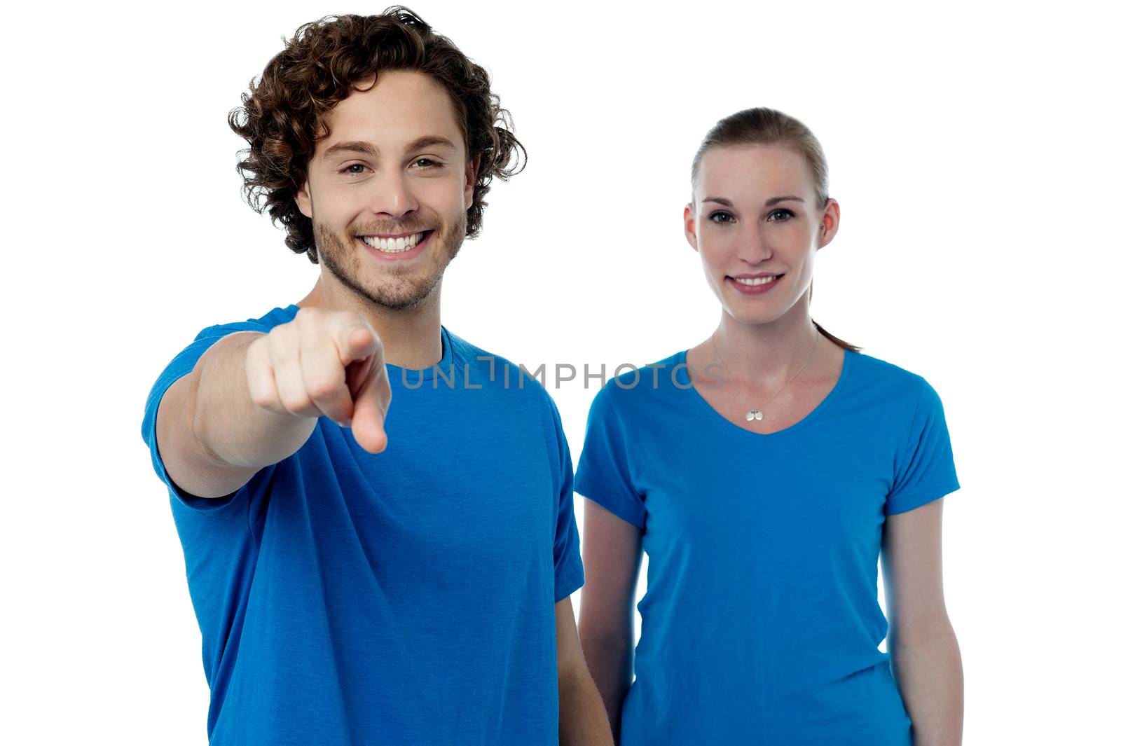 Cheerful couple posing together by stockyimages